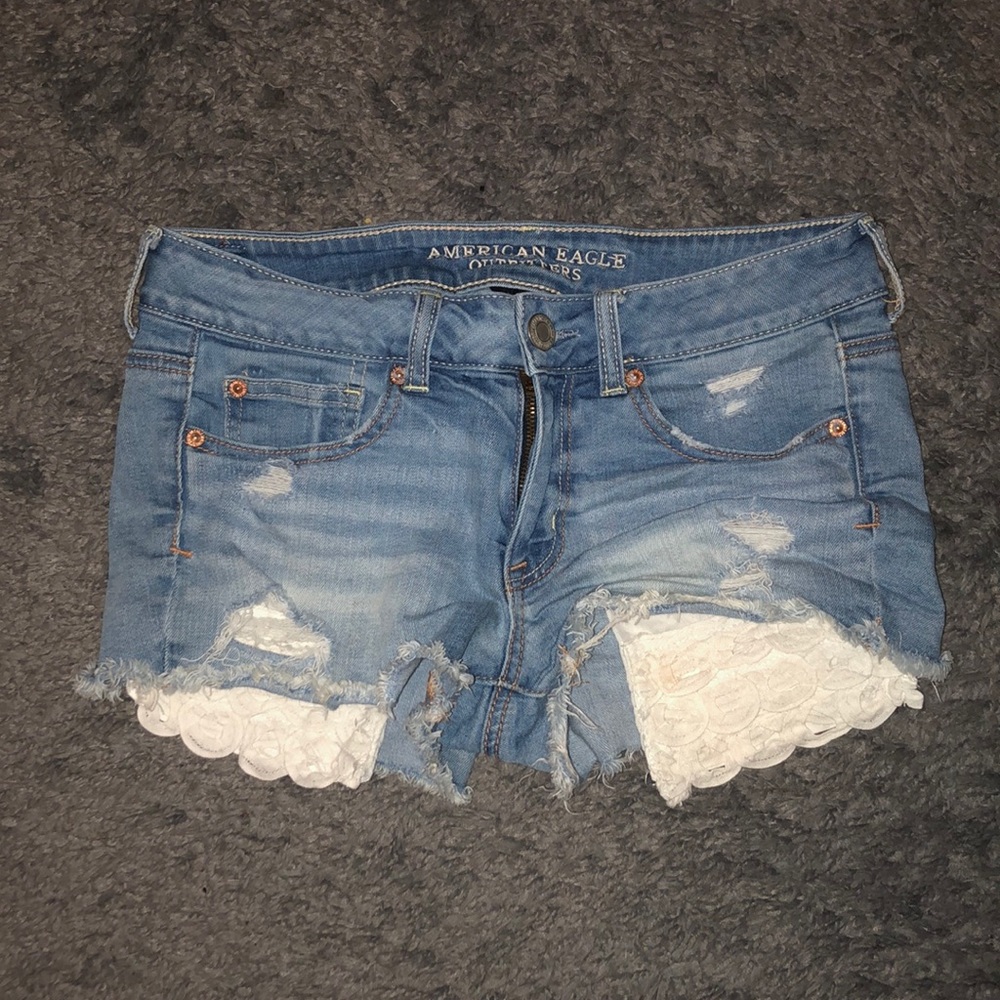 American Eagle Jean Shorts with Lace Pockets